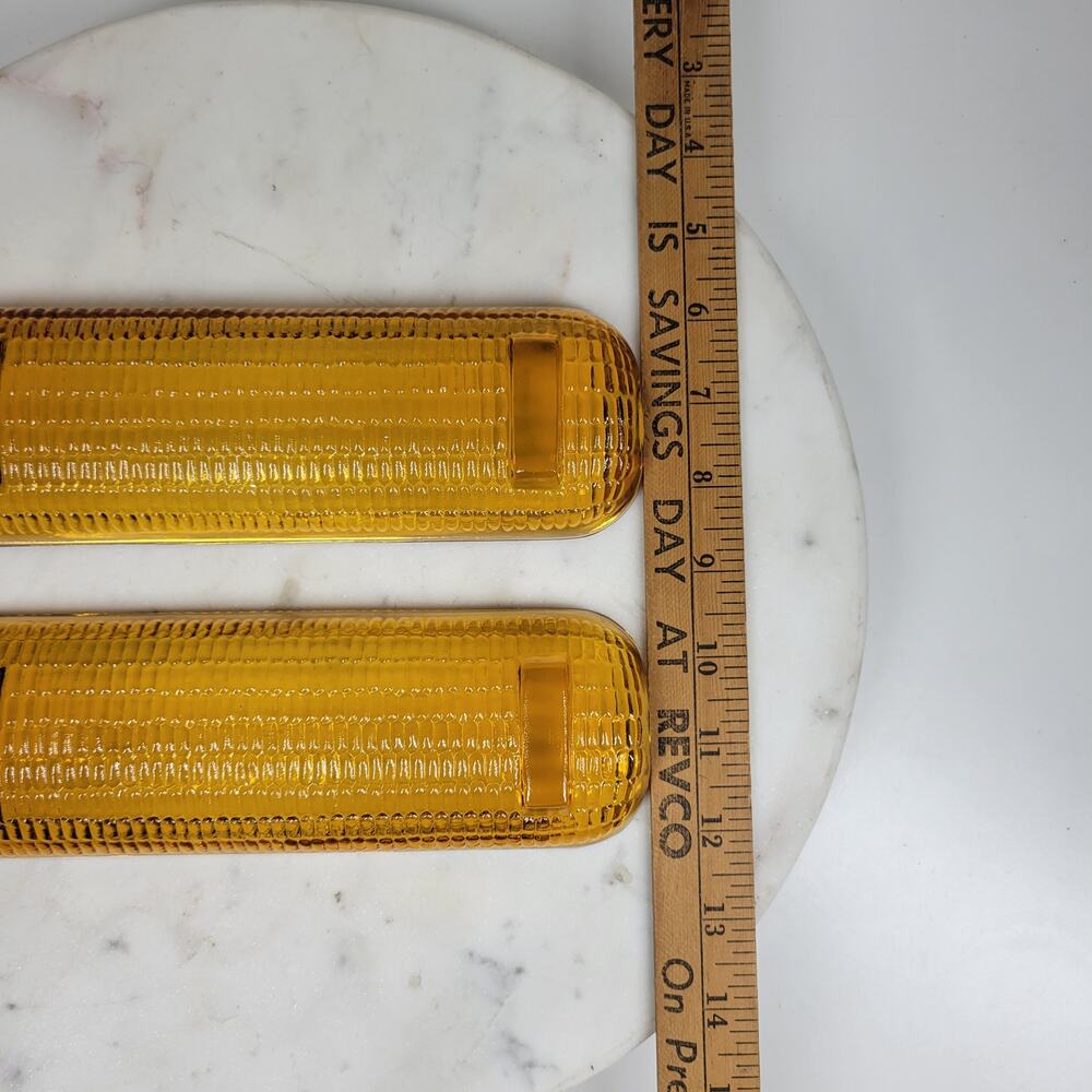 Vintage Indiana Glass Corn Cob Dish 8.5" x 2" Amber Retro Holder Plate Tray - Picture 5 of 11